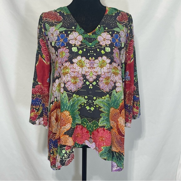 Johnny Was Tops - Johnny Was Dralion Floral Tunic. Size XS. Oversized.asymmetrical. Soft. Blouse.